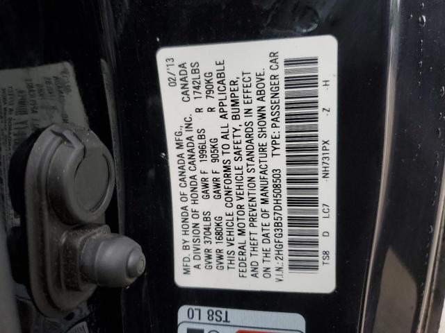2HGFG3B57DH508503 - 2013 HONDA CIVIC LX BLACK photo 12