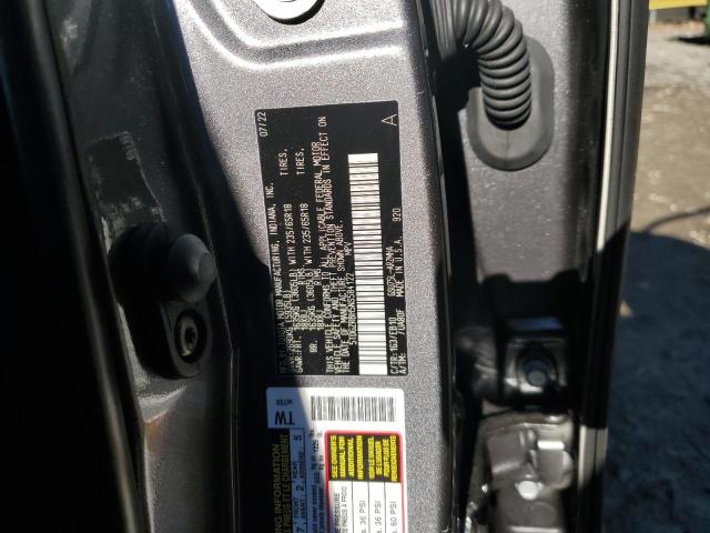 5TDGZRBH5NS584122 - 2022 TOYOTA HIGHLANDER XLE ნაცრისფერი ფოტო 10