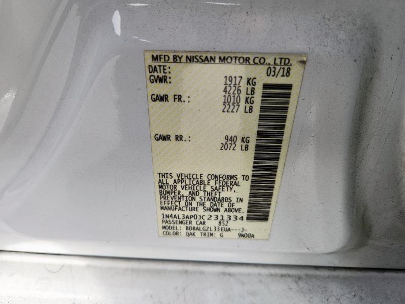 1N4AL3AP0JC231334 - 2018 NISSAN ALTIMA 2.5 Blanc photo 12