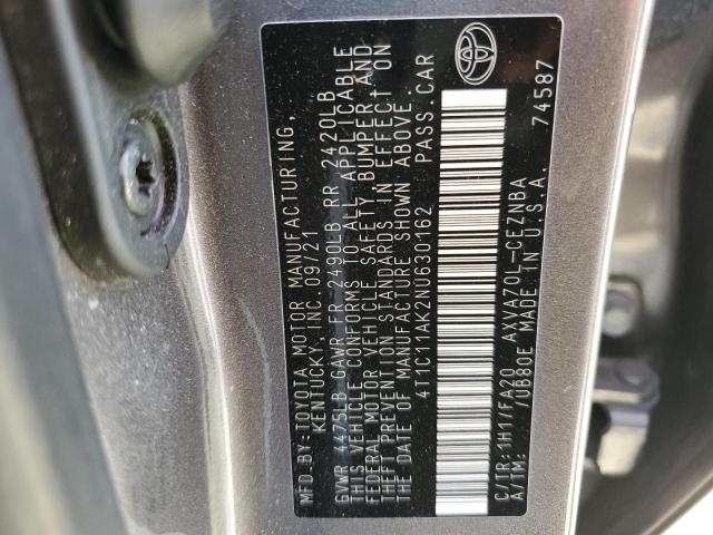 4T1C11AK2NU630162 - 2022 TOYOTA CAMRY LE Boz foto 12