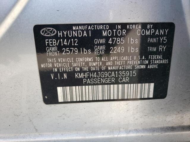 KMHFH4JG9CA135915 - 2012 HYUNDAI AZERA GLS SILVER photo 12