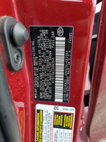 4T1B11HK2JU663545 - 2018 TOYOTA CAMRY L RED photo 12