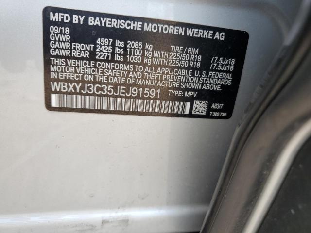 WBXYJ3C35JEJ91591 - 2018 BMW X2 SDRIVE28I SILVER photo 13