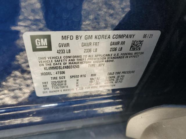 KL4MMDSL4NB031245 - 2022 BUICK ENCORE GX SELECT BLUE photo 13