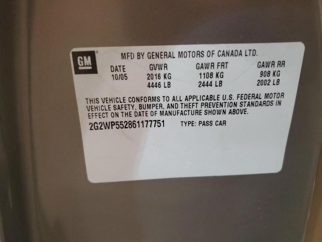 2G2WP552861177751 - 2006 PONTIAC GRAND PRIX 棕色 照片 12