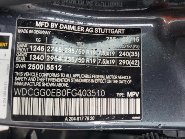 WDCGG0EB0FG403510 - 2015 MERCEDES-BENZ GLK 250 BLUETEC GRAY photo 13