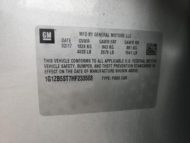 1G1ZB5ST7HF233588 - 2017 CHEVROLET MALIBU LS Күміс фото 12