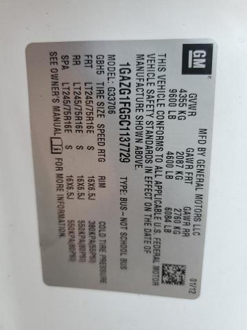 1GAZG1FG5C1137729 - 2012 CHEVROLET EXPRESS G3 LT WHITE photo 13