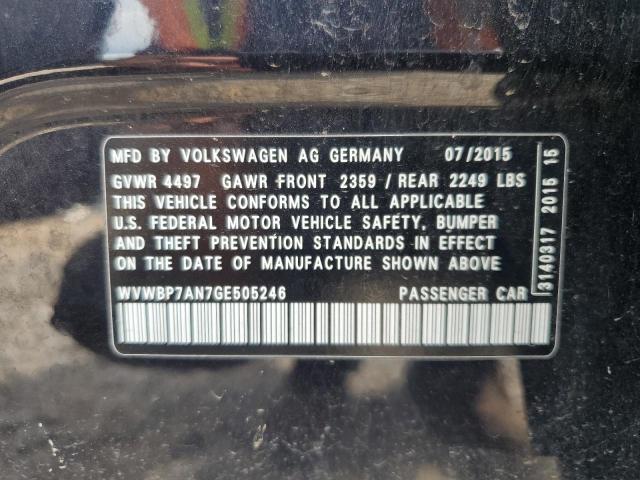 WVWBP7AN7GE505246 - 2016 VOLKSWAGEN CC BASE BLACK photo 12