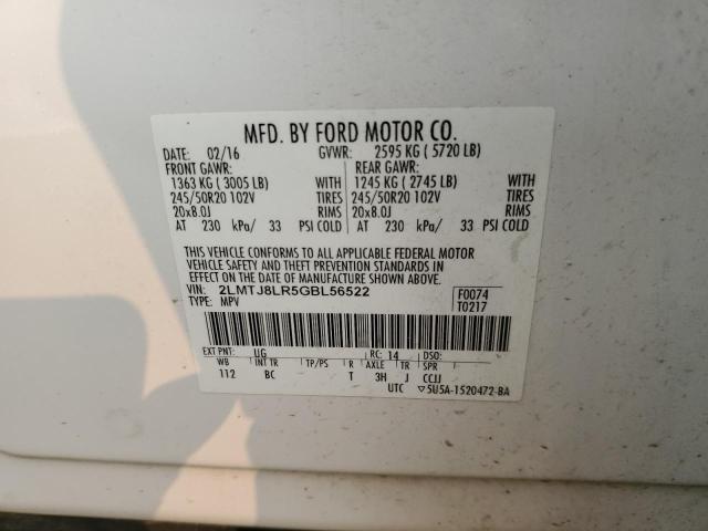 2LMTJ8LR5GBL56522 - 2016 LINCOLN MKX RESERVE Սպիտակ լուսանկար 12