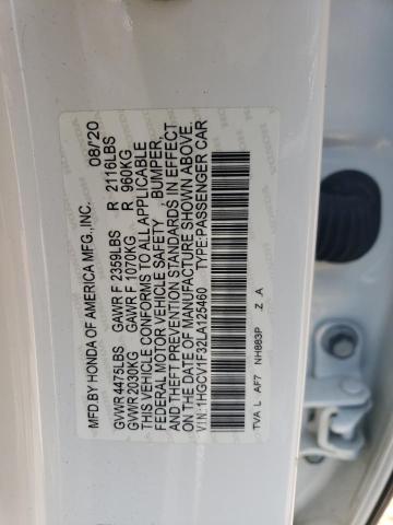 1HGCV1F32LA125460 - 2020 HONDA ACCORD SPORT WHITE photo 12