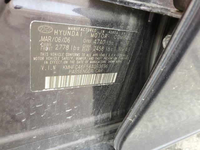 KMHFC46F56A093696 - 2006 HYUNDAI AZERA SE BLACK photo 12