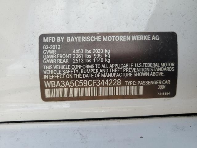 WBA3A5C59CF344228 - 2012 BMW 328 I WHITE photo 12