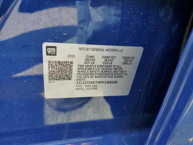 1G1ZG5ST5PF243536 - 2023 CHEVROLET MALIBU RS BLUE photo 12