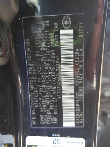 4T1G11AK9PU728061 - 2023 TOYOTA CAMRY SE NIGHT SHADE BLACK photo 12