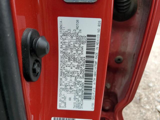 3TMLU4EN5BM078965 - 2011 TOYOTA TACOMA DOUBLE CAB 红色 照片 12