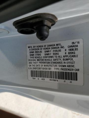 2HGFC3B71GH361581 - 2016 HONDA CIVIC EXL თეთრი ფოტო 12