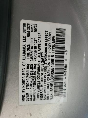 5FNRL384X6B459618 - 2006 HONDA ODYSSEY EX SILVER photo 13