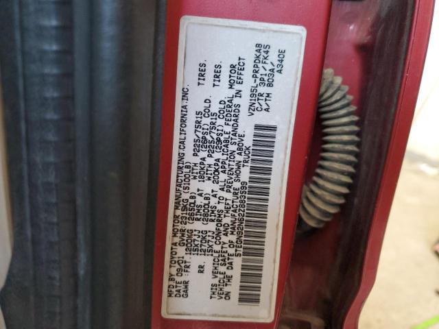 5TEGN92N62Z883599 - 2002 TOYOTA TACOMA DOUBLE CAB PRERUNNER RED photo 13