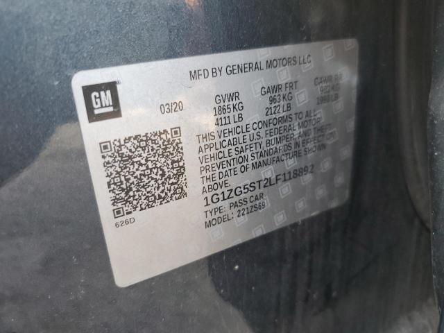 1G1ZG5ST2LF118892 - 2020 CHEVROLET MALIBU RS 灰色 照片 12