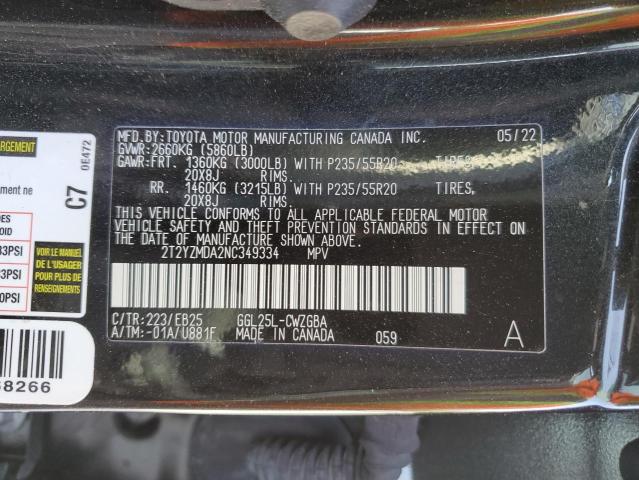 2T2YZMDA2NC349334 - 2022 LEXUS RX 350 F-SPORT BLACK photo 13