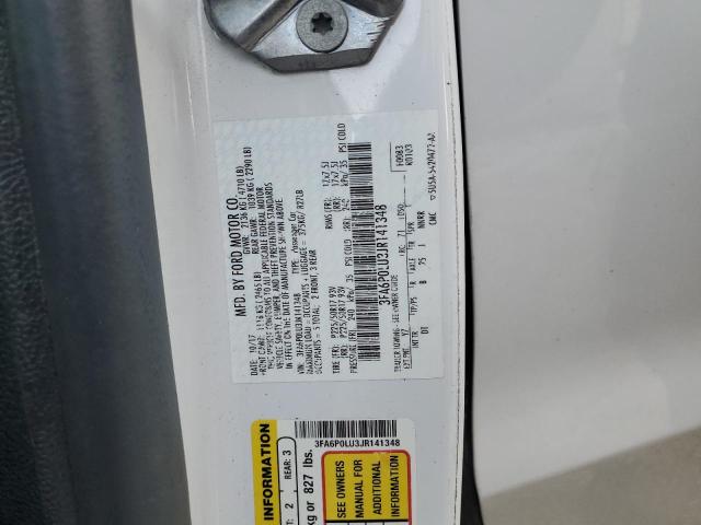 3FA6P0LU3JR141348 - 2018 FORD FUSION SE HYBRID WHITE photo 12