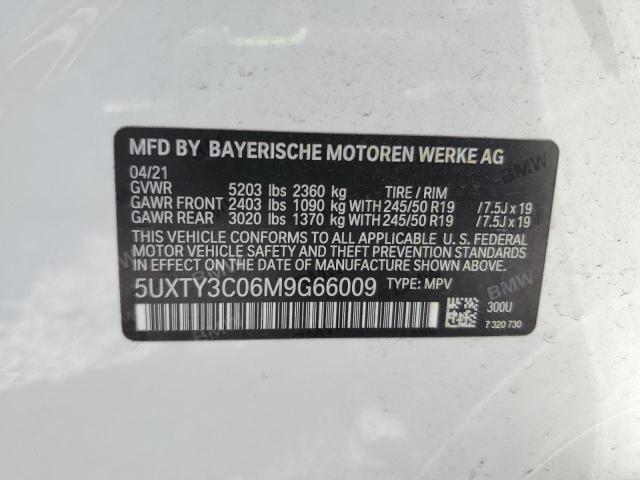 5UXTY3C06M9G66009 - 2021 BMW X3 SDRIVE30I WHITE photo 13