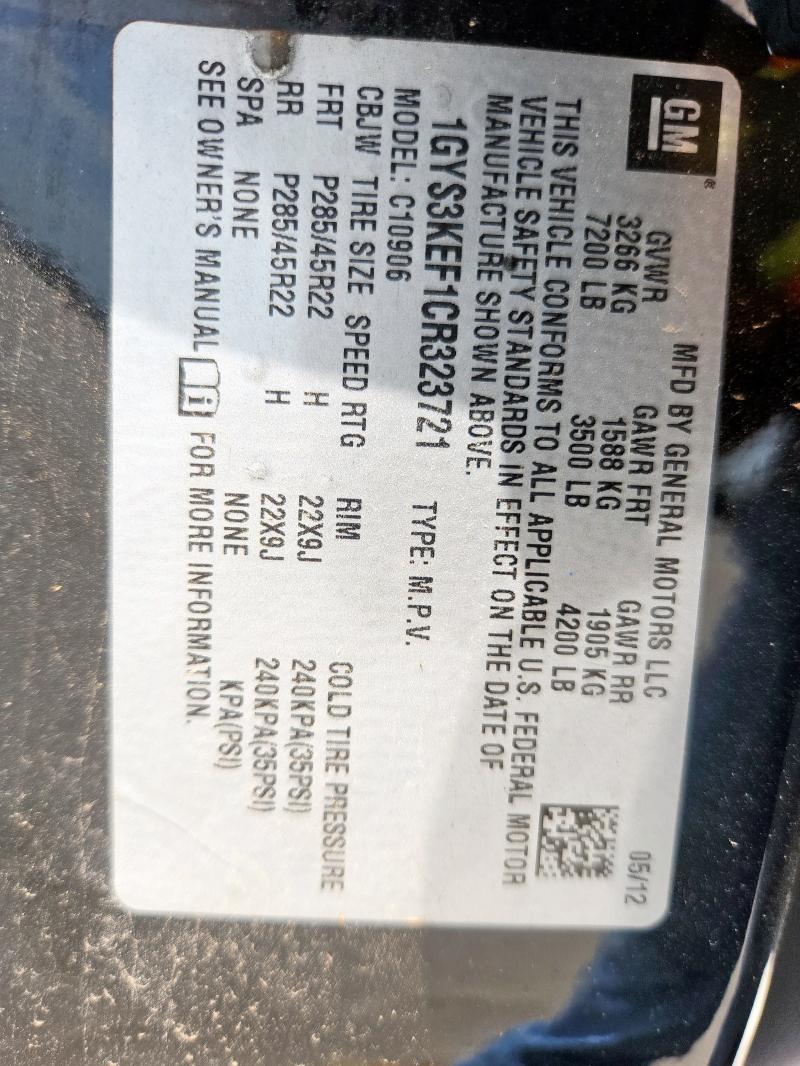 1GYS3KEF1CR323721 - 2012 CADILLAC ESCALADE ESV PLATINUM Қара фото 14