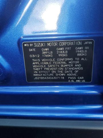 JS2YB5A34C6307178 - 2012 SUZUKI SX4 BLUE photo 13