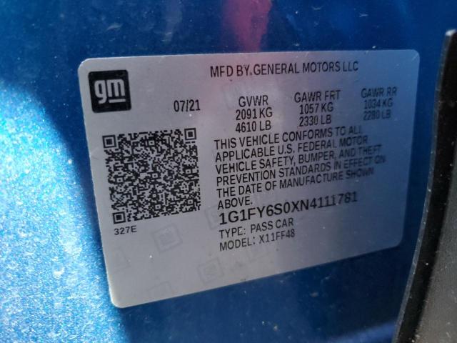 1G1FY6S0XN4111781 - 2022 CHEVROLET BOLT EUV LT BLUE photo 12