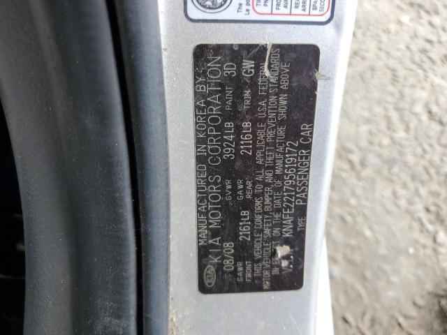 KNAFE221795619172 - 2009 KIA SPECTRA EX SILVER photo 12