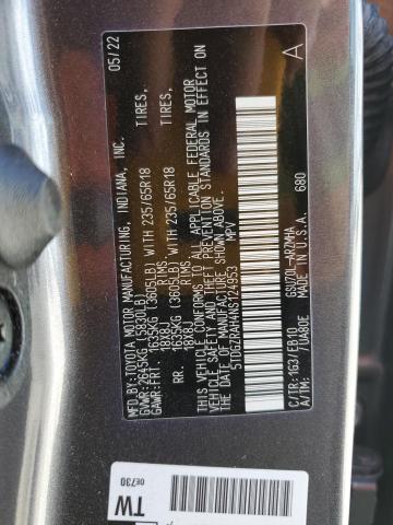 5TDGZRAH4NS124953 - 2022 TOYOTA HIGHLANDER XLE GRAY photo 13