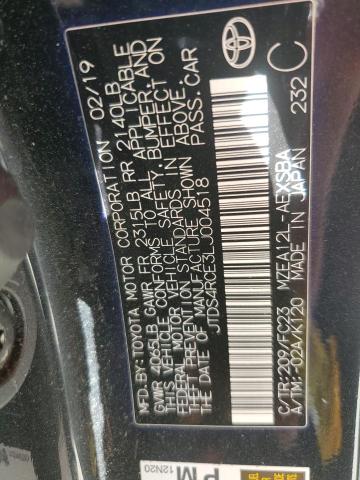 JTDS4RCE3LJ004518 - 2020 TOYOTA COROLLA SE 黑色 照片 12