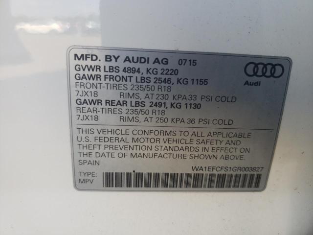 WA1EFCFS1GR003827 - 2016 AUDI Q3 PREMIUM PLUS WHITE photo 12