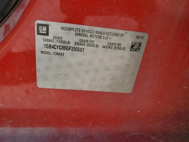 1GB4CYC86GF235507 - 2016 CHEVROLET SILVERADO C3500 RED photo 12