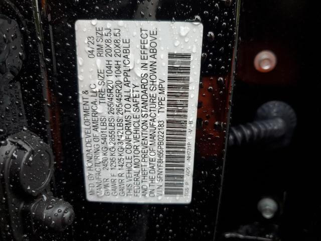 5FNYF8H55PB022183 - 2023 HONDA PASSPORT EXL შავი ფოტო 14