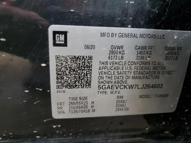 5GAEVCKW7LJ264603 - 2020 BUICK ENCLAVE AVENIR შავი ფოტო 13