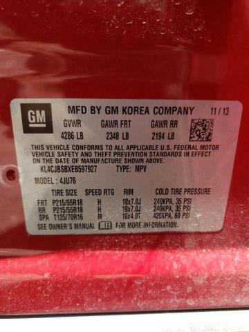 KL4CJBSBXEB597927 - 2014 BUICK ENCORE CONVENIENCE RED photo 14