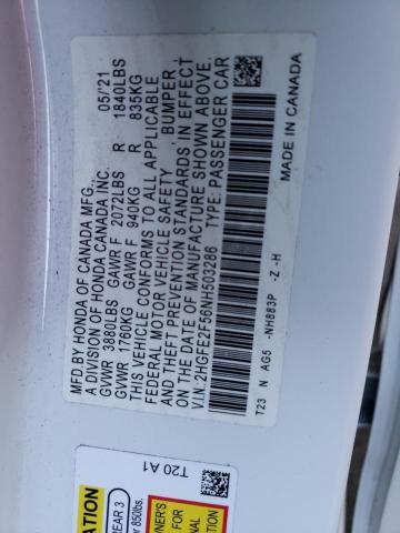 2HGFE2F56NH503286 - 2022 HONDA CIVIC SPORT 白色 照片 13