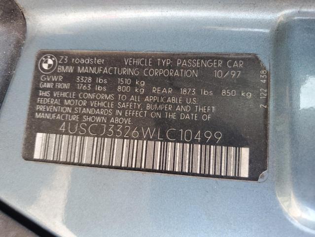 4USCJ3326WLC10499 - 1998 BMW Z3 2.8 BLUE photo 12