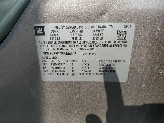 2CNFLEEC0B6444003 - 2011 CHEVROLET EQUINOX LT SILVER photo 13