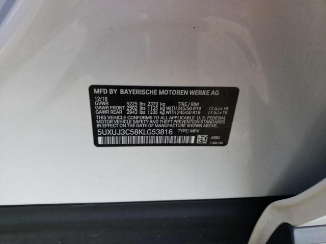 5UXUJ3C58KLG53816 - 2019 BMW X4 XDRIVE30I WHITE photo 13