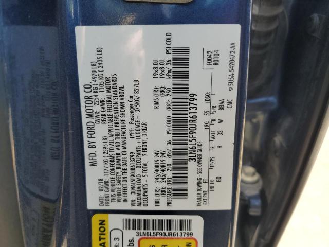 3LN6L5F90JR613799 - 2018 LINCOLN MKZ RESERVE BLUE photo 13