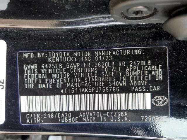 4T1G11AK5PU769786 - 2023 TOYOTA CAMRY SE NIGHT SHADE BLACK photo 12