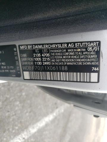 WDBJF70J11X061188 - 2001 MERCEDES-BENZ E 430 SILVER photo 12