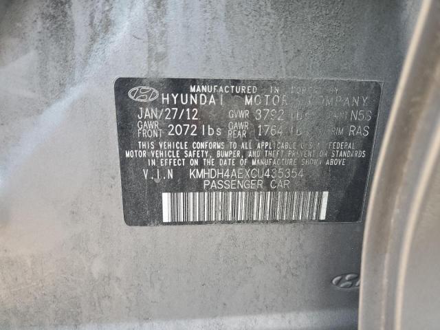 KMHDH4AEXCU435354 - 2012 HYUNDAI ELANTRA GLS GRAY photo 12