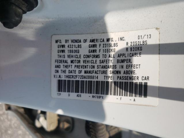 1HGCR2F72DA099814 - 2013 HONDA ACCORD EX 白色 照片 12