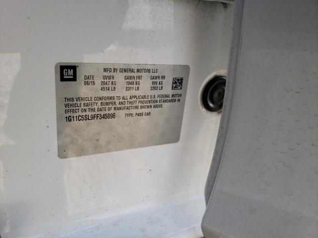 1G11C5SL9FF345896 - 2015 CHEVROLET MALIBU 1LT 白色 照片 12