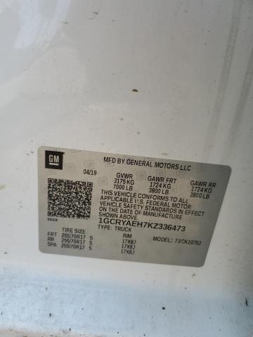 1GCRYAEH7KZ336473 - 2019 CHEVROLET silverado K1500 WHITE photo 12