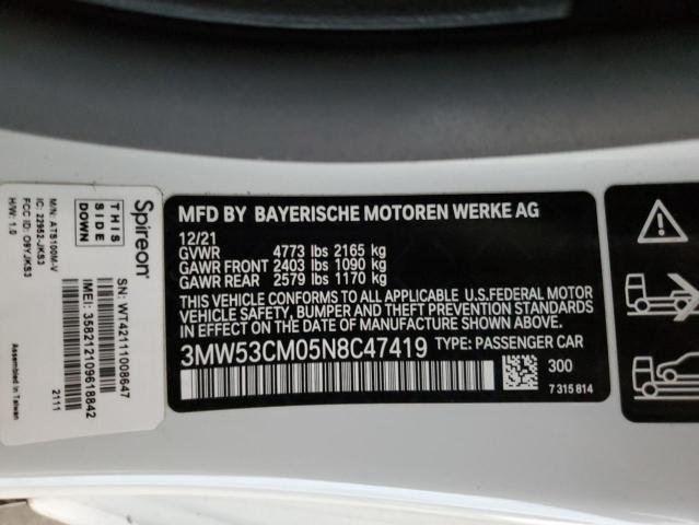 3MW53CM05N8C47419 - 2022 BMW M240XI WHITE photo 12